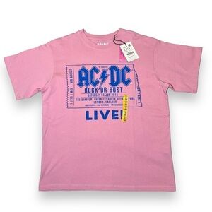 Pull & Bear Men’s AC/DC Short Sleeve Tee Pink Size Small